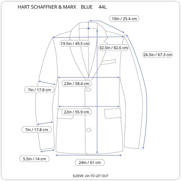 Hart Schaffner Marx Pewter Buttons Blue Blazer Wool Sport Coat Jacket Size 44L - Picture 2 of 13